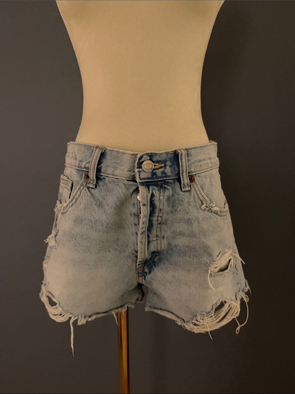 Zara Blue Distressed Jean Shorts High-Waisted
